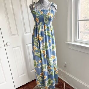 Two Palms Hawaiian Blue Floral Maxi Dress  OS